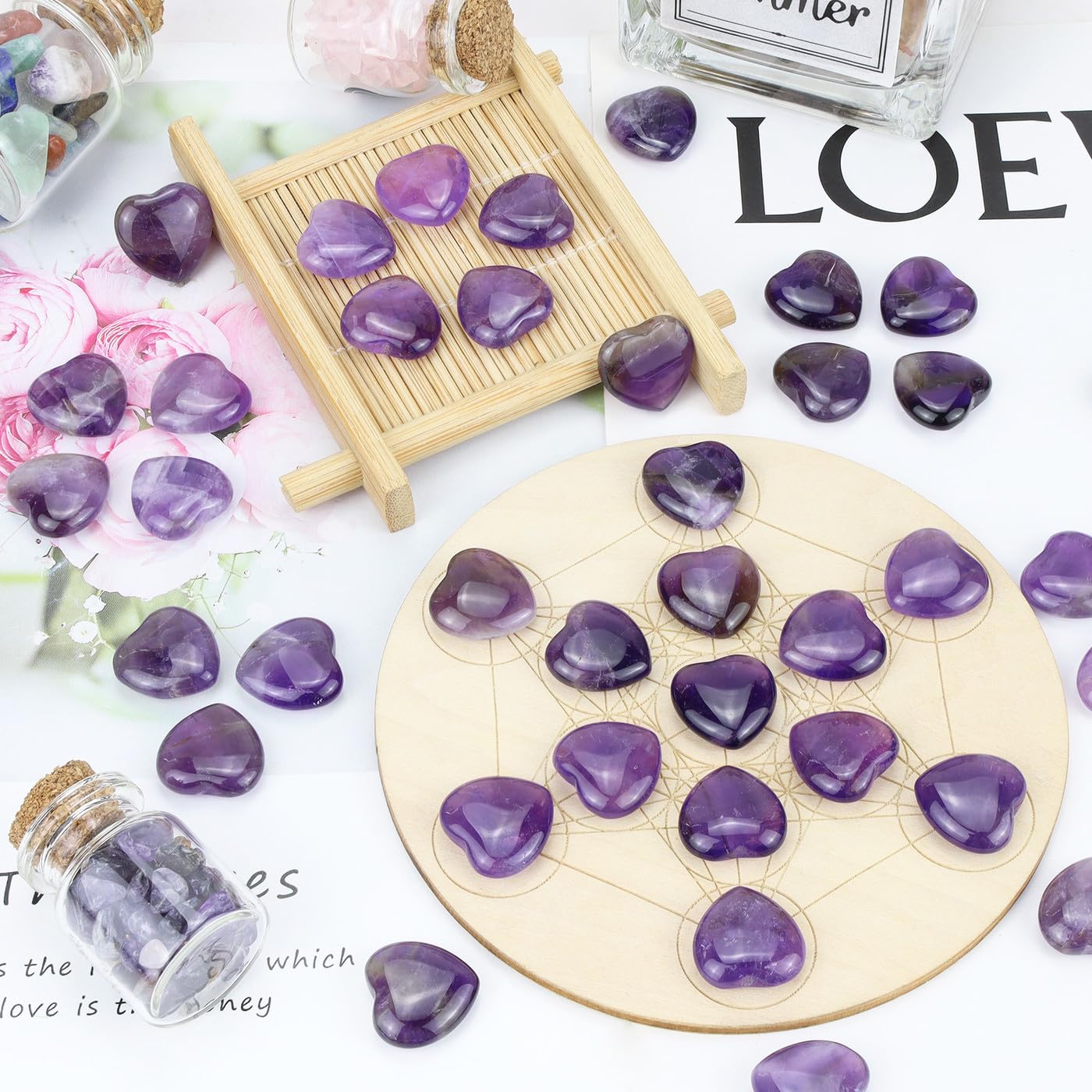 NUKAYAI amethyst heart meditation set: ideal for yoga and mindful sessions.