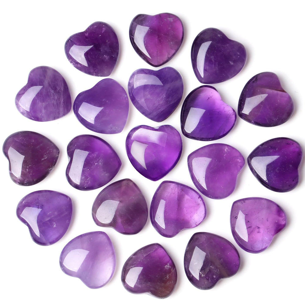NUKAYAI amethyst heart pack: natural crystals for calm energy.