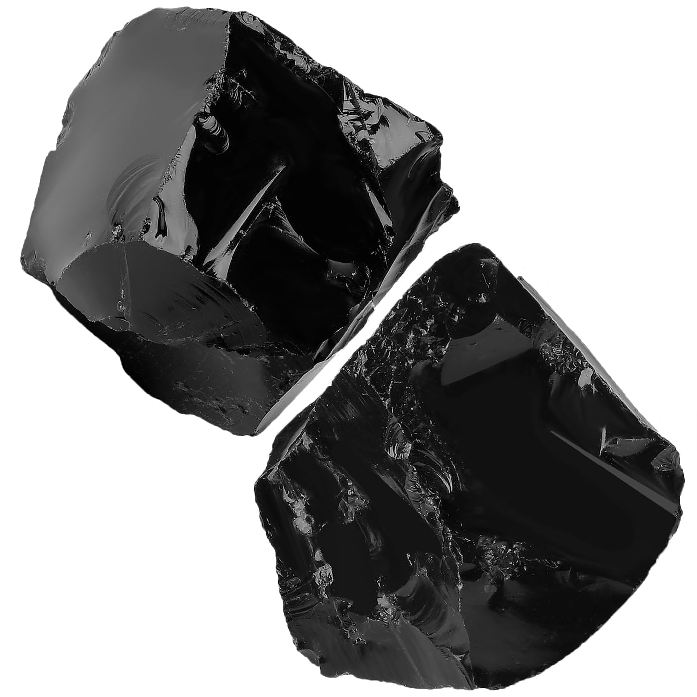 NUKAYAI black obsidian raw crystal, 1.8-2.2 inches, decoration and mindful focus.