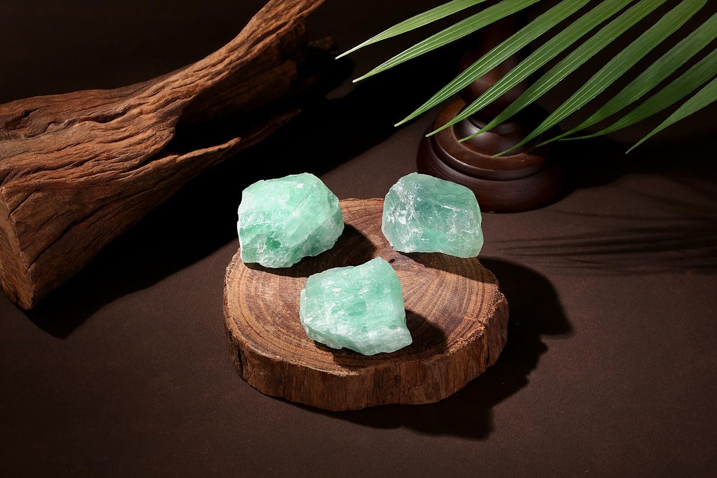 NUKAYAI Green Fluorite close-up for wire wrapping inspiration and craftsmanship.