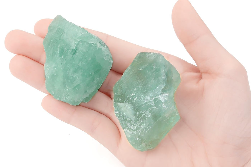 NUKAYAI Green Fluorite rough-crystal surface with natural color patterns for decor.
