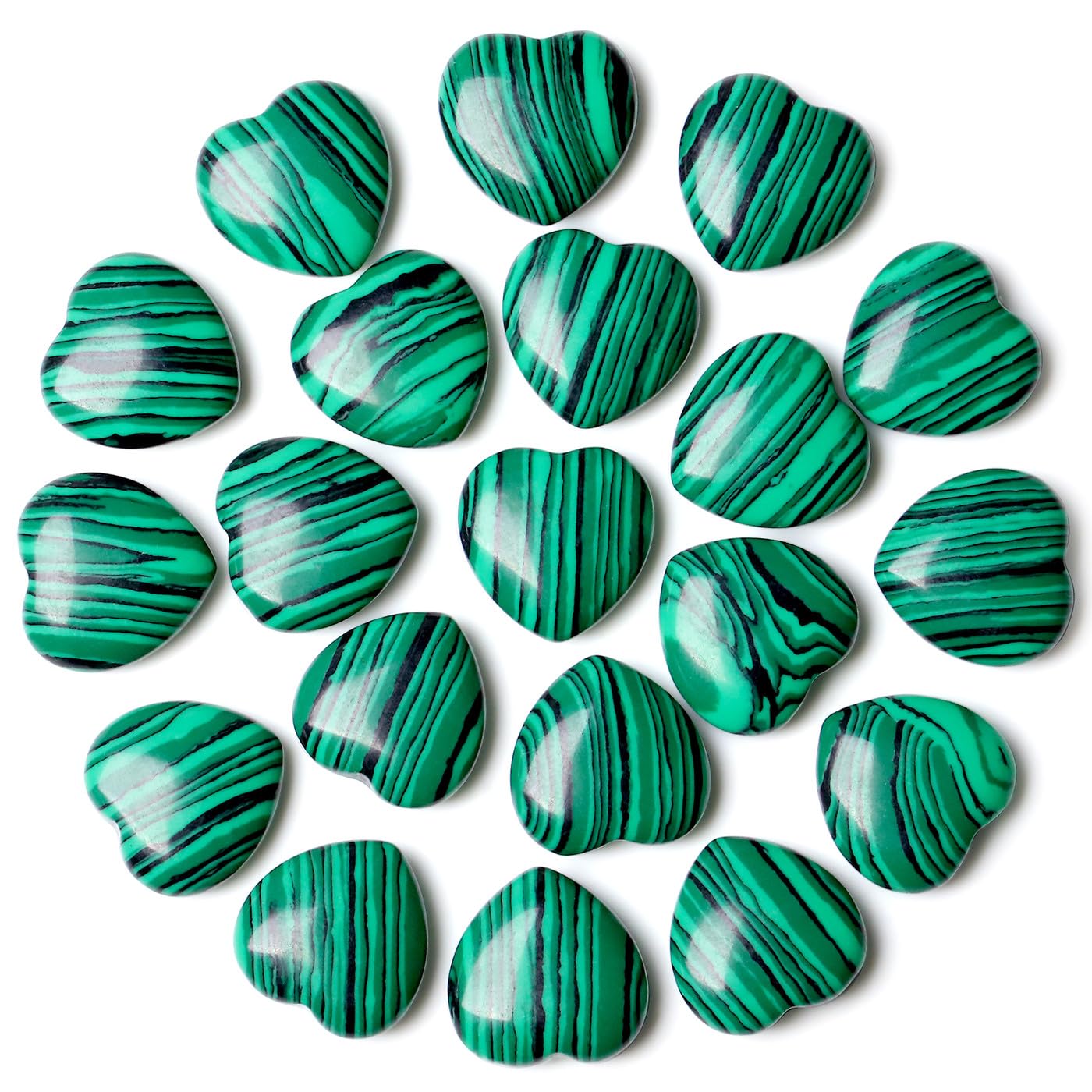 NUKAYAI malachite heart crystal close-up for calm and focus