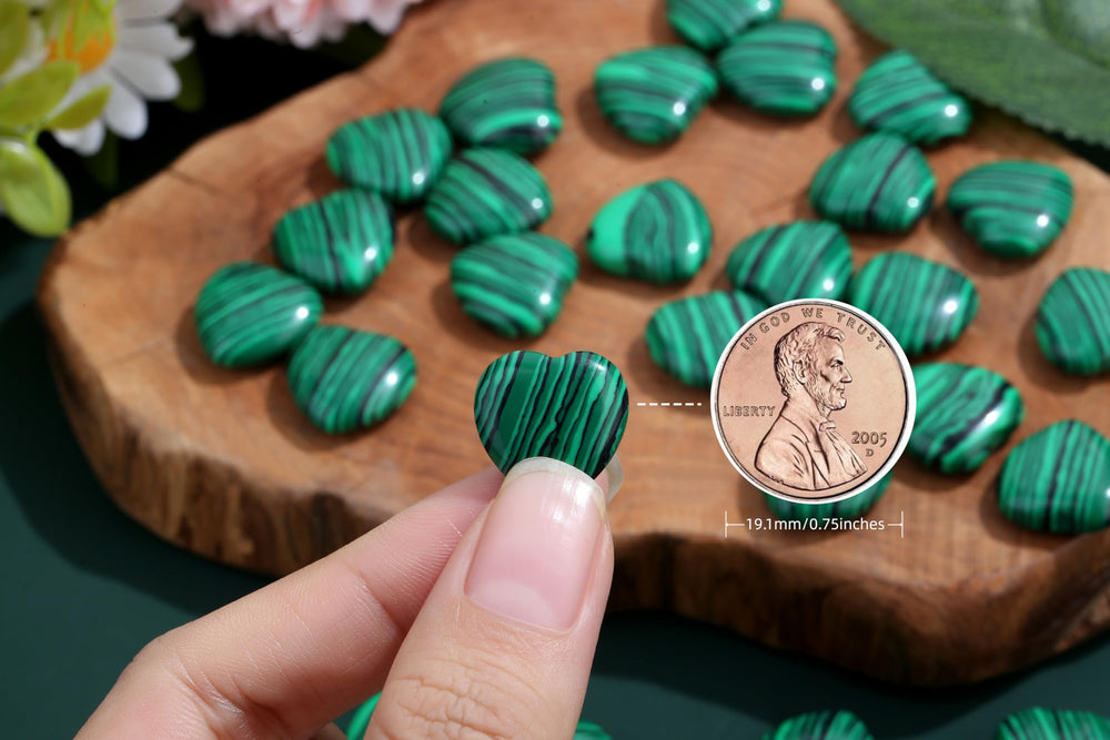 NUKAYAI malachite heart crystal pack shown together for mindful collection