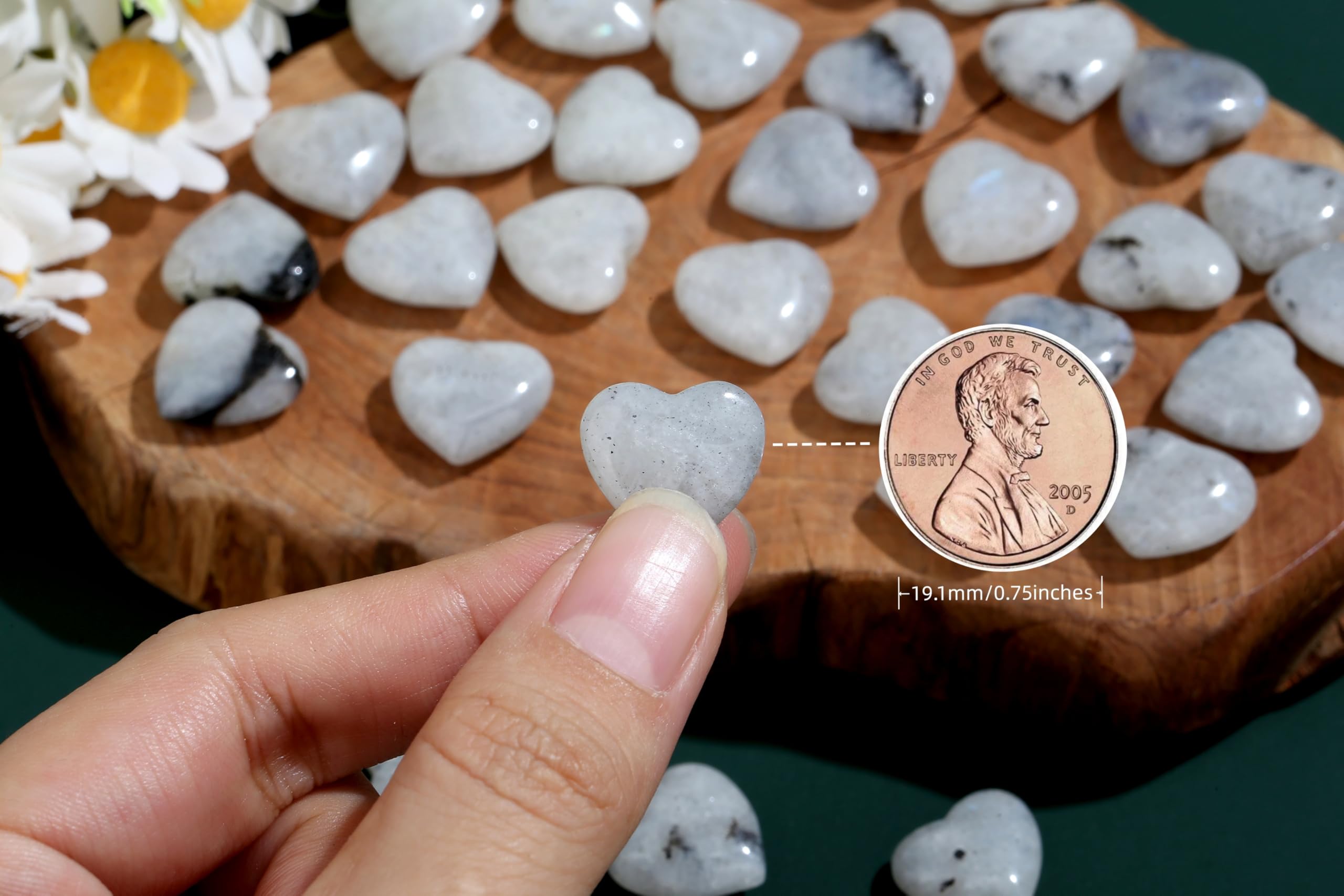 NUKAYAI Moonstone Heart crystal-03 carried in pocket for subtle energy.