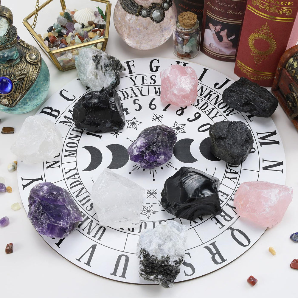NUKAYAI decorative display with obsidian stones for desk or shelf.