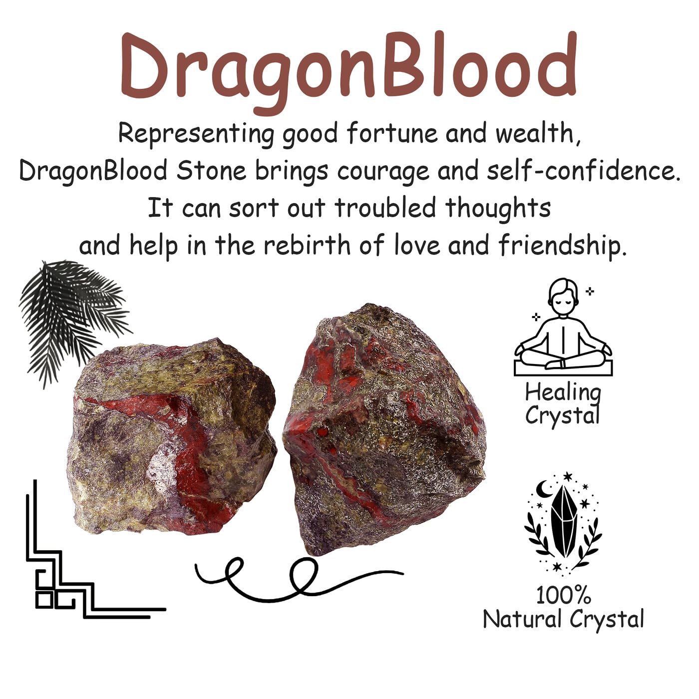 NUKAYAI Piedra Dragonblood, piezas de 1,8-2,2 pulgadas para proyectos.
