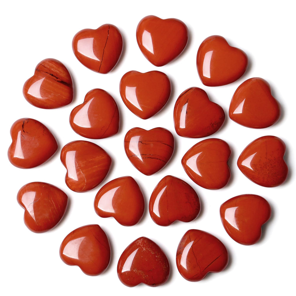 NUKAYAI red Jasper heart crystals set, ideal for meditation and grounding.