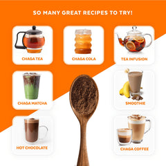 Numami Chaga tea in a cup, ready to enjoy