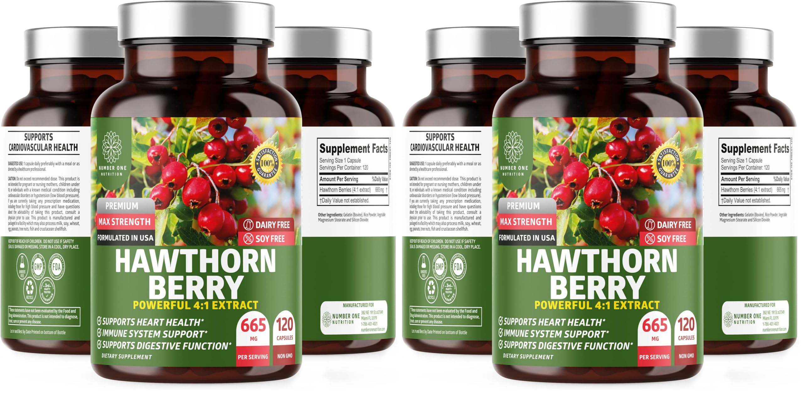 Number One Nutrition N1N hawthorn bottle with max strength capsules for immune support