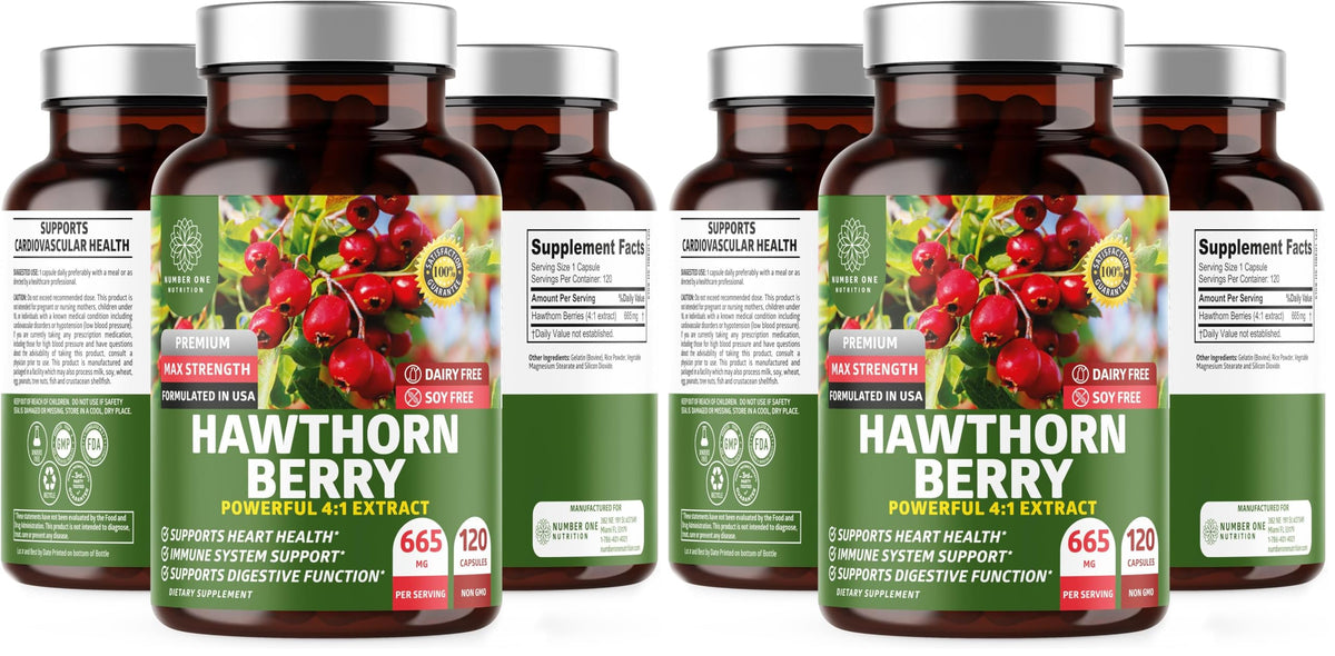 Number One Nutrition N1N hawthorn bottle with max strength capsules for immune support
