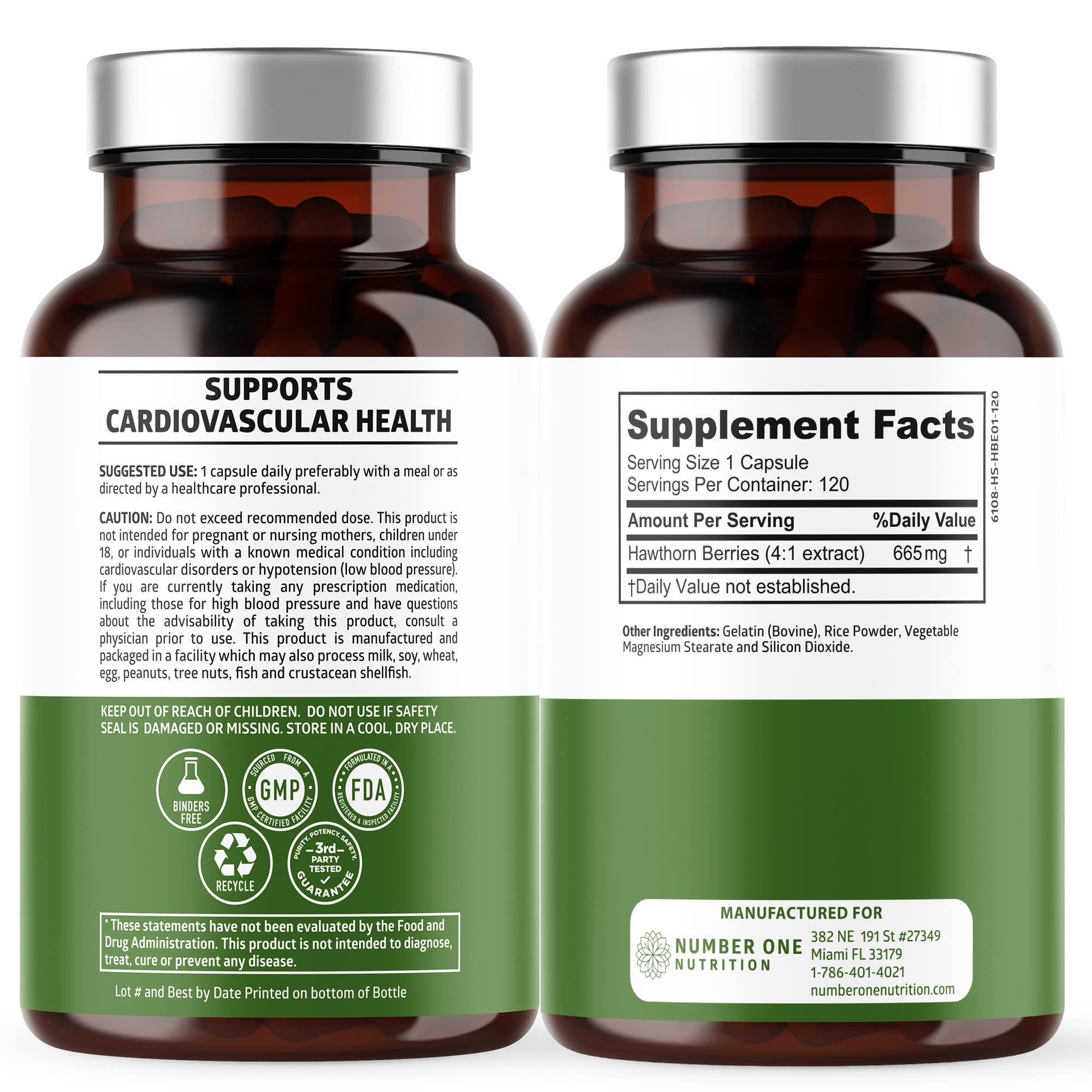 Number One Nutrition N1N hawthorn capsules shown for daily wellness use