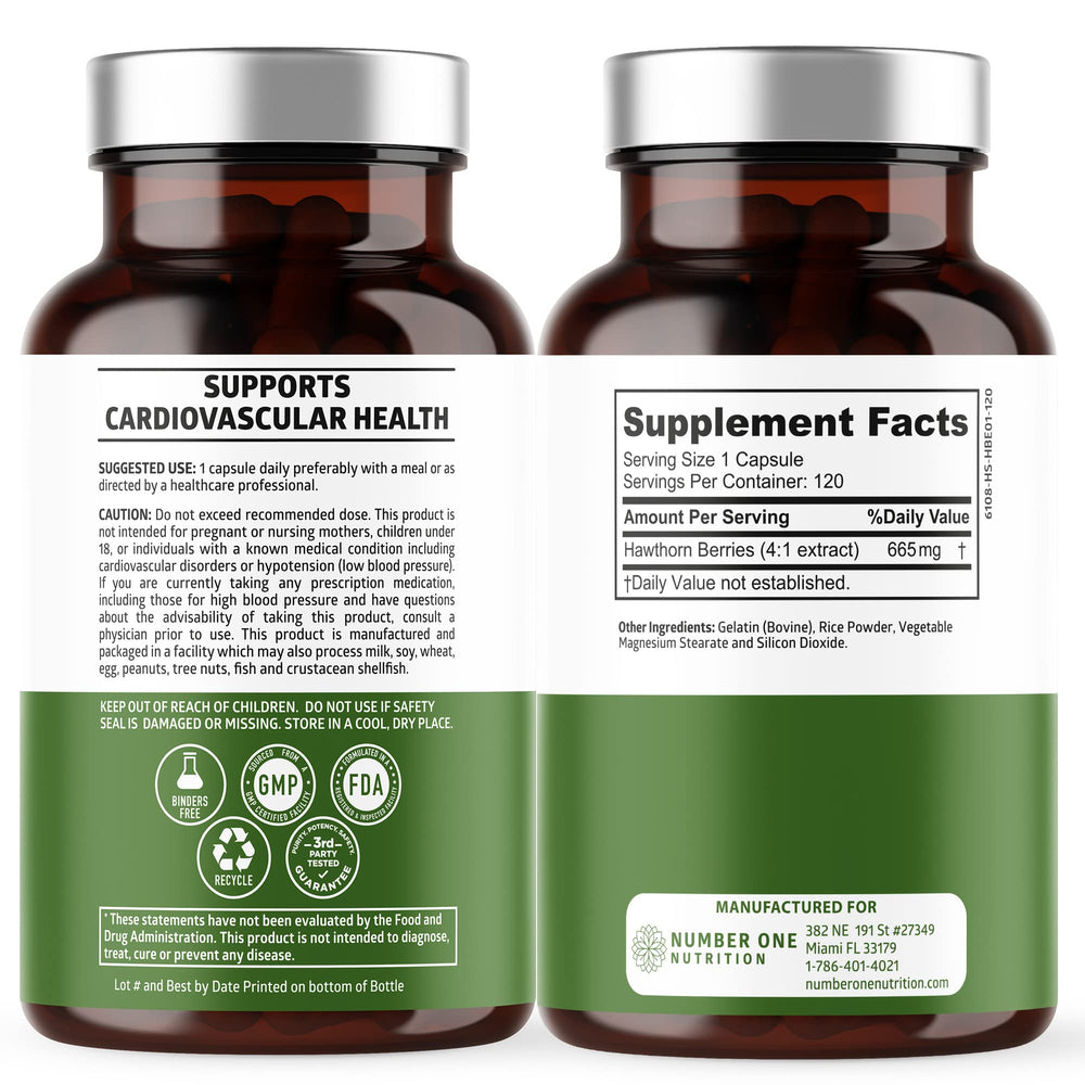 Number One Nutrition N1N hawthorn capsules shown for daily wellness use