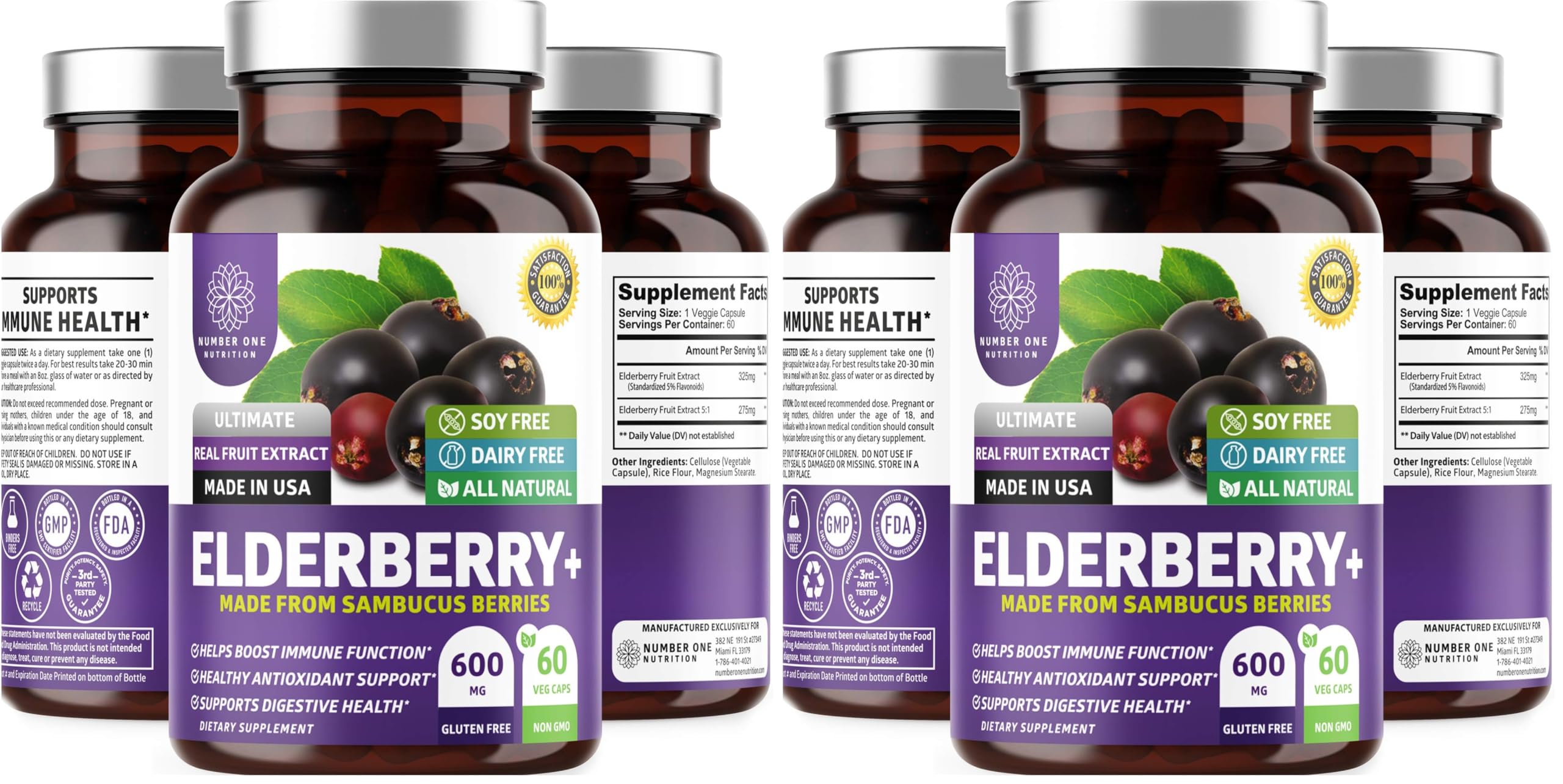 Number One Nutrition N1N premium black elderberry capsules packaging for immune support.