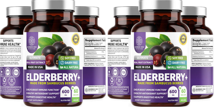 Number One Nutrition N1N premium black elderberry capsules packaging for immune support.