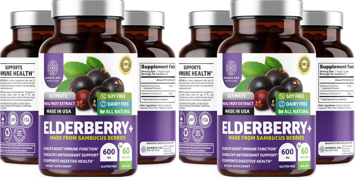 Number One Nutrition N1N premium black elderberry capsules packaging for immune support.