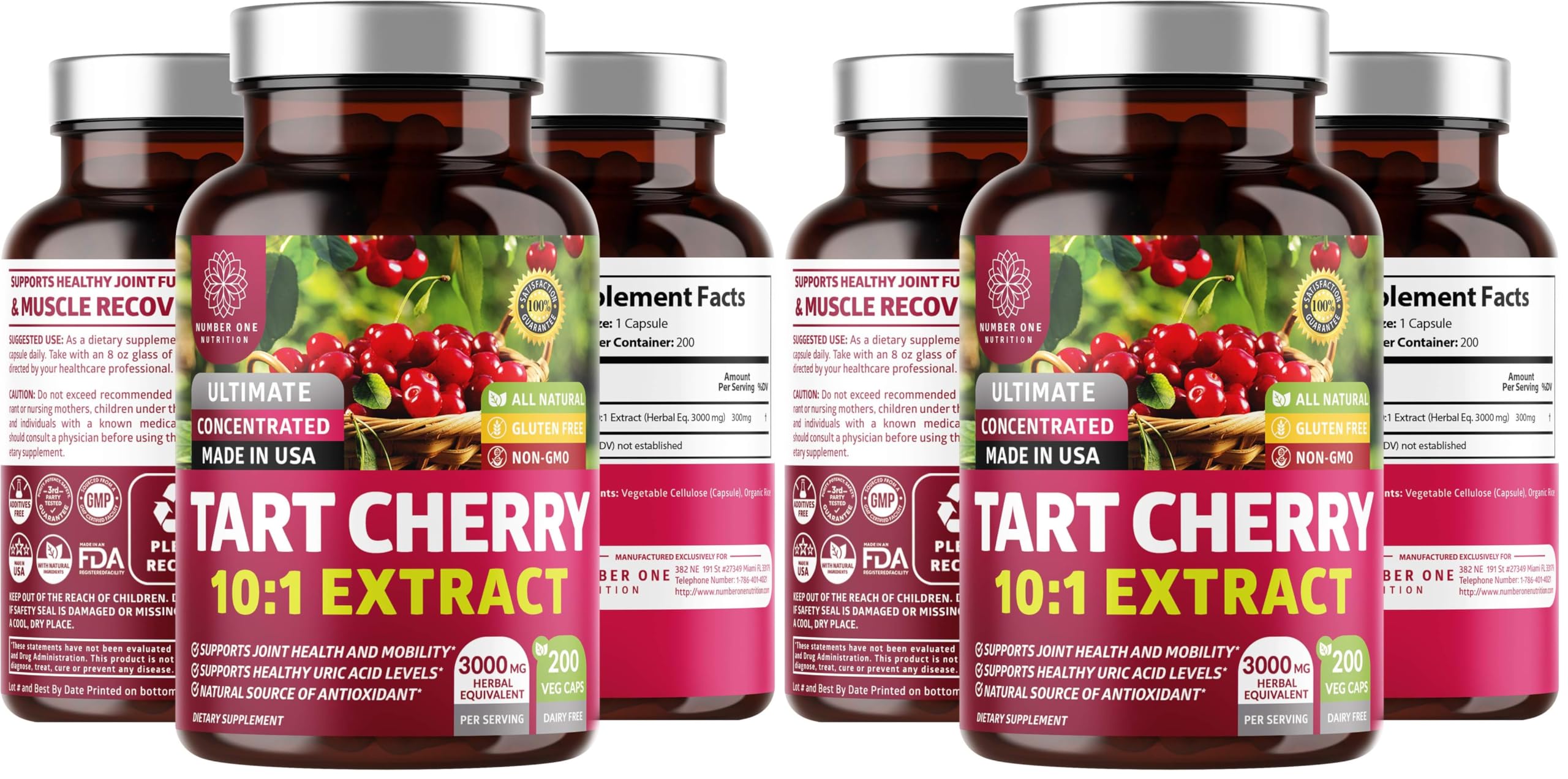 Number One Nutrition N1N Tart Cherry Extract capsules in bottle for daily joint support.