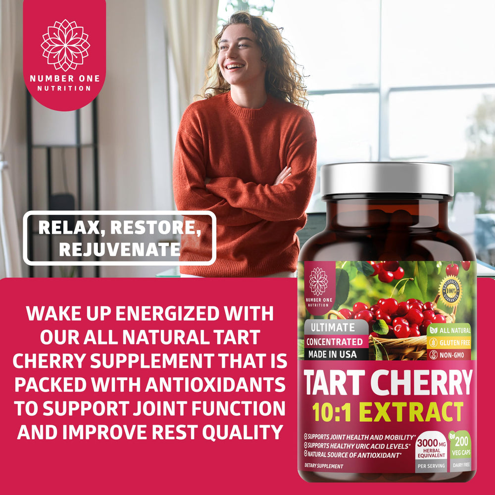 Number One Nutrition N1N Tart Cherry Extract capsules packaging image for on-the-go use.