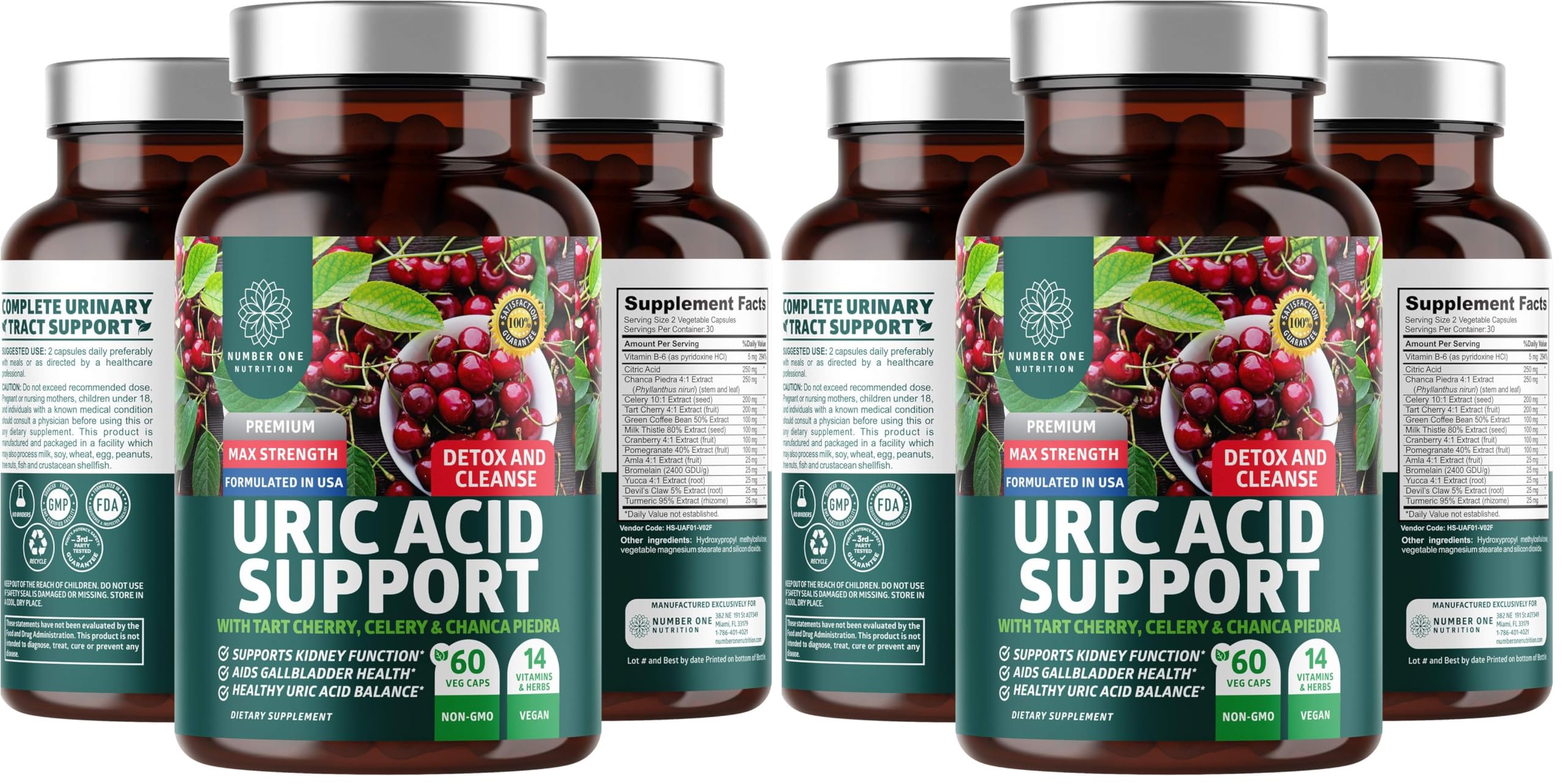 Number One Nutrition N1N Premium Uric Acid Supplement bottle for daily wellness