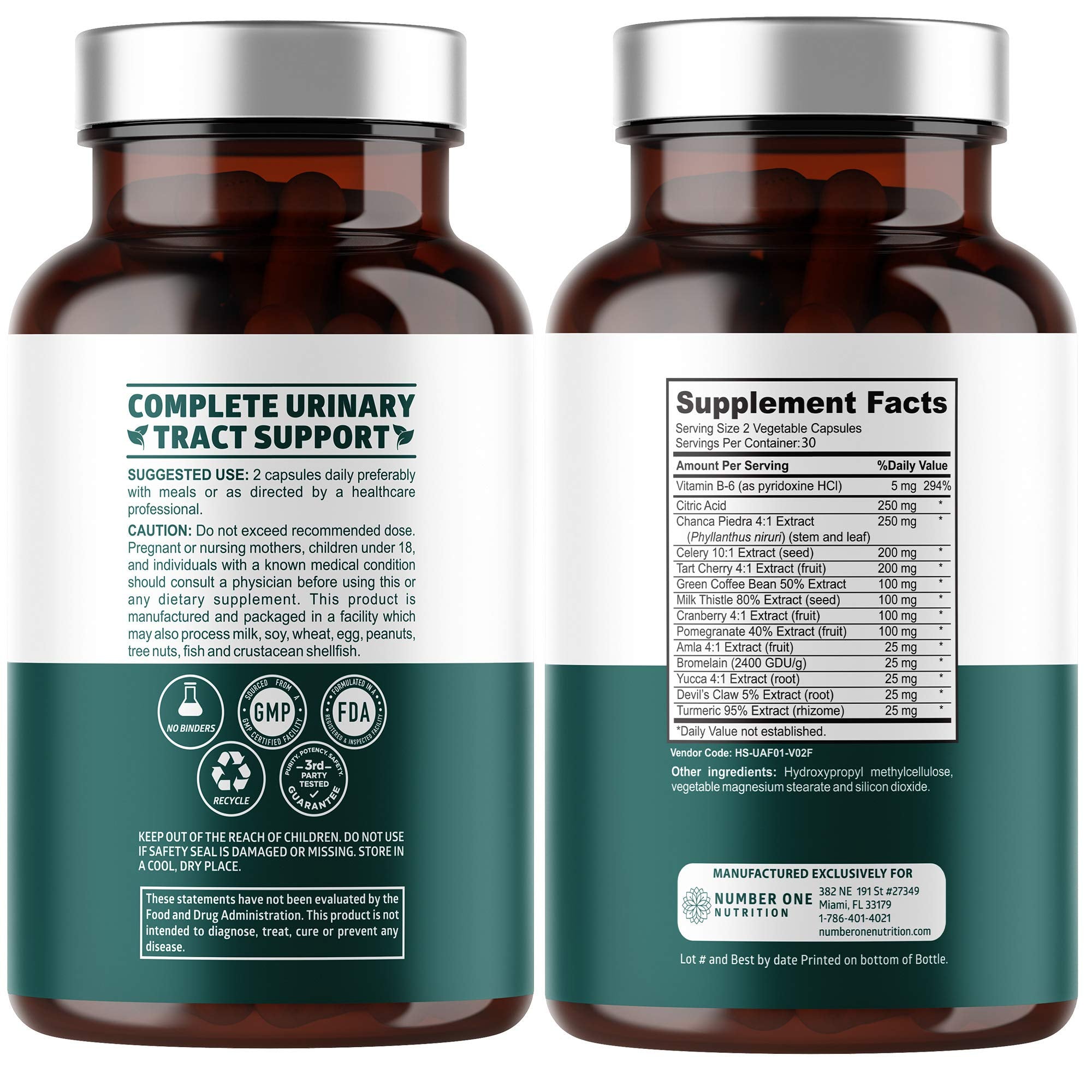 Number One Nutrition N1N Premium Uric Acid Supplement capsules close-up