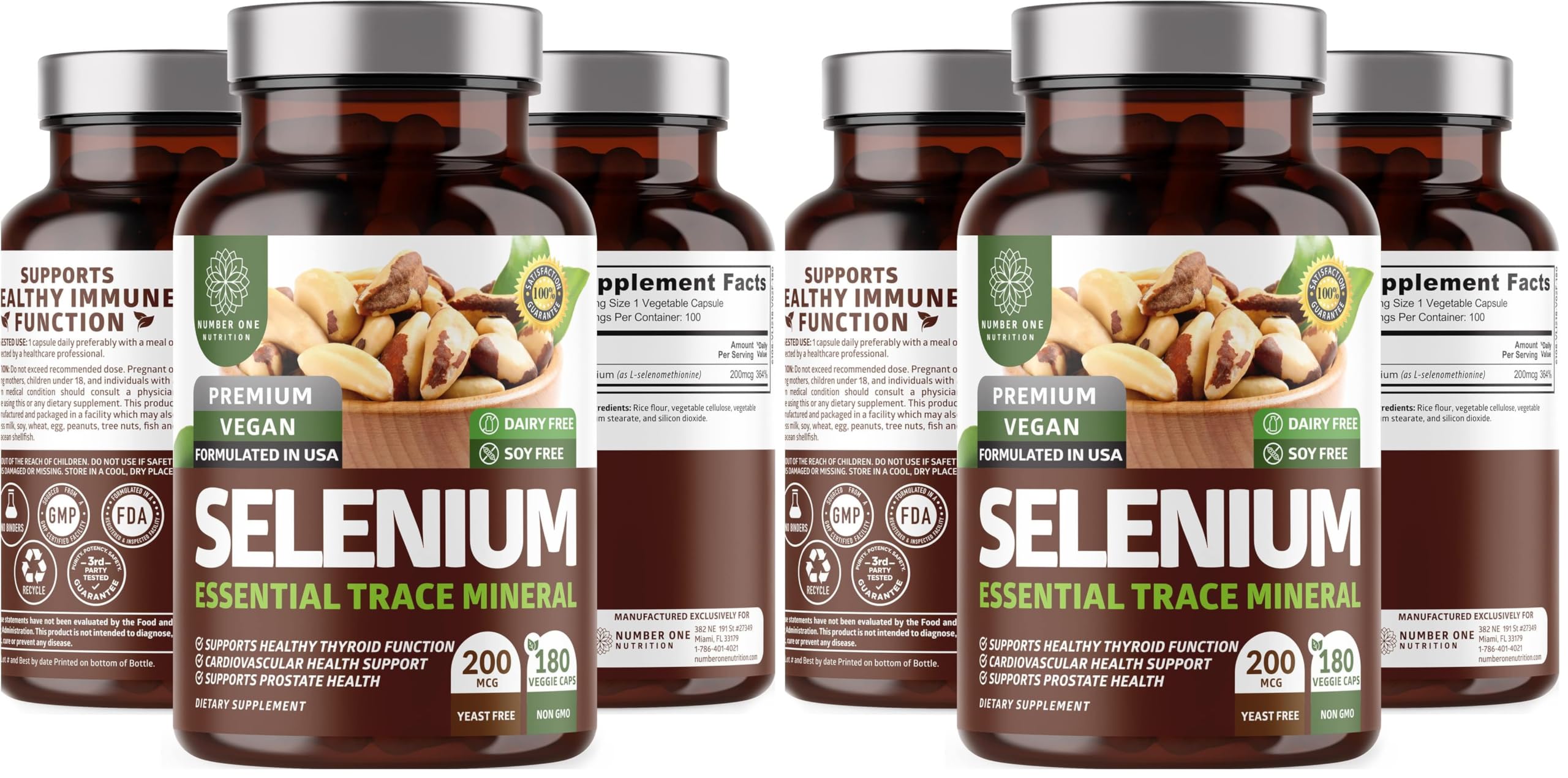 Number One Nutrition N1N selenium bottle front view; may support immune function.