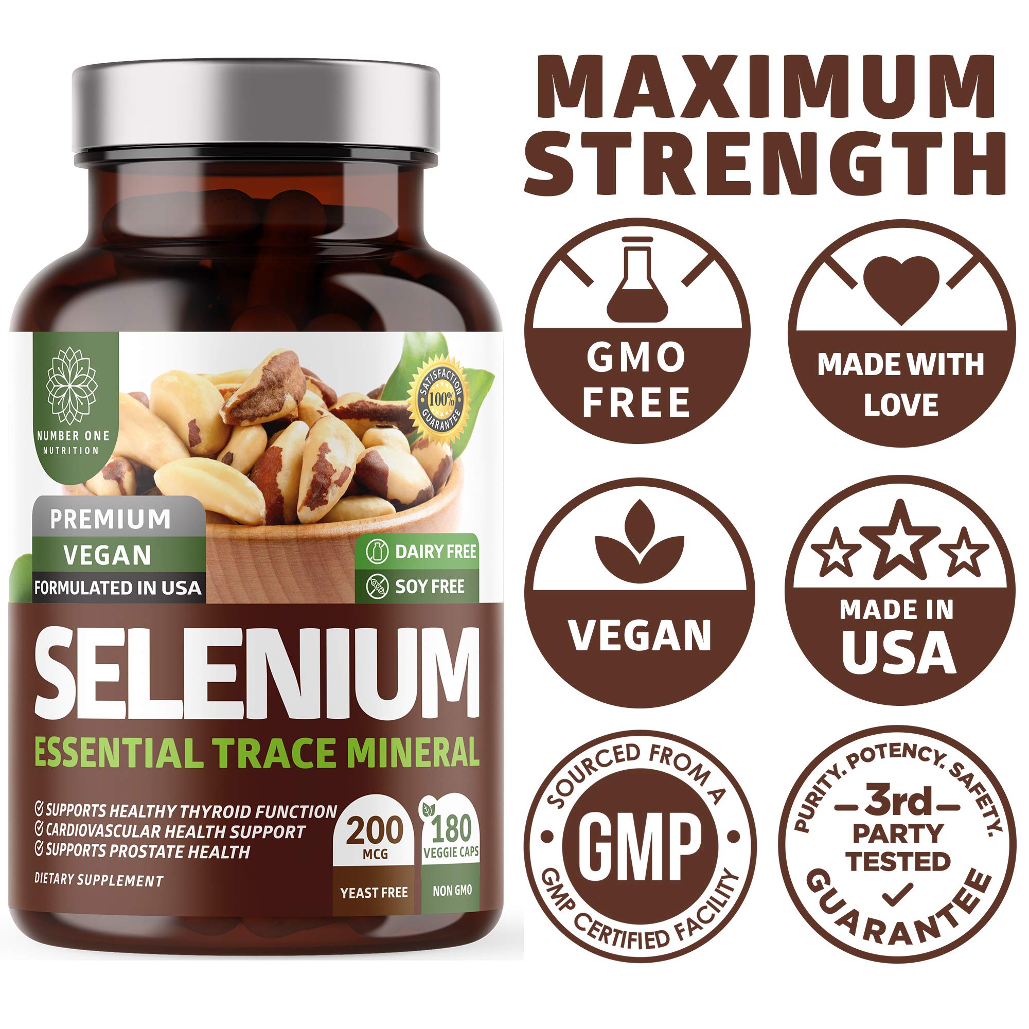 Number One Nutrition N1N selenium capsules in hand; easy daily supplementation.