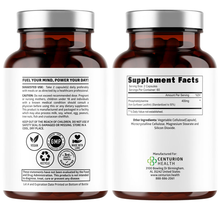 Number One Nutrition PS400 capsules closeup highlighting easy-to-swallow veggie caps.