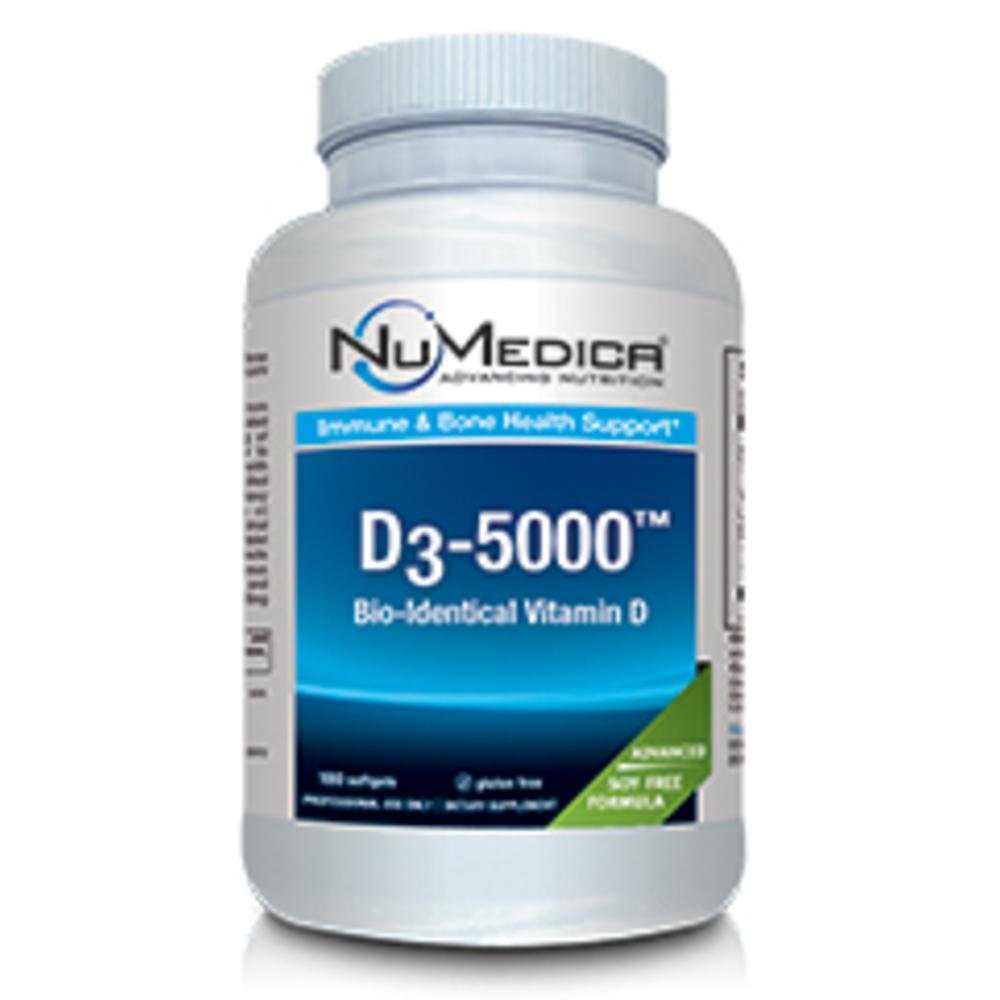 Numedica D3 5000 Large softgel bottle for daily vitamin supplementation