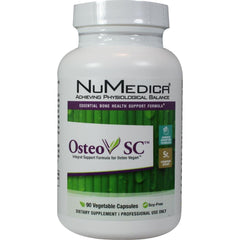 NuMedica OsteoV SC 90 VegiCaps bottle, gluten-free vegetarian capsules for dietary needs.
