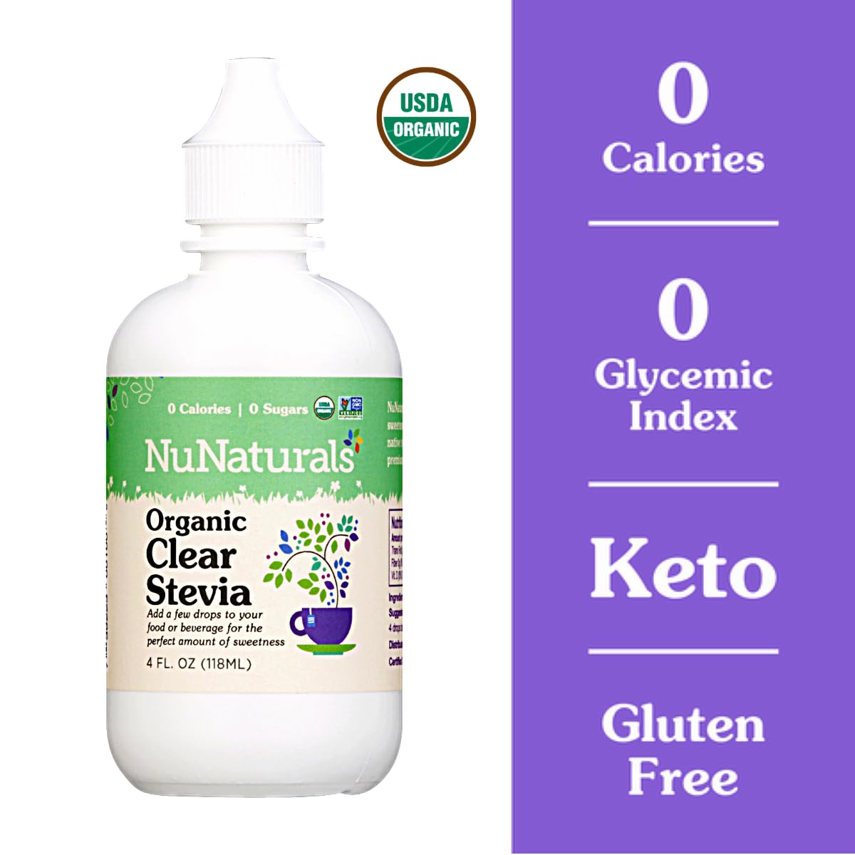 NuNaturals keto-friendly gluten-free sweetener suitable for meals.