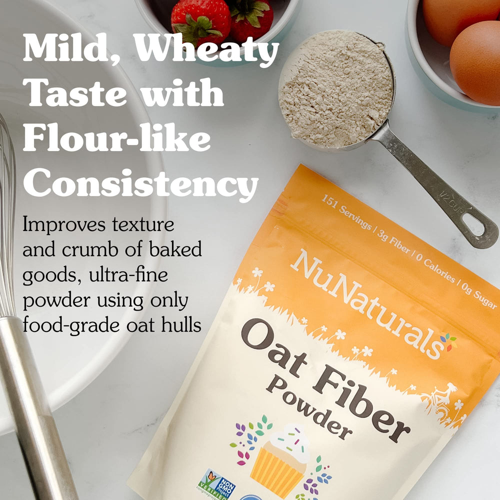 Nunaturals Oat Fiber Powder enhances pancake batters with extra fiber.