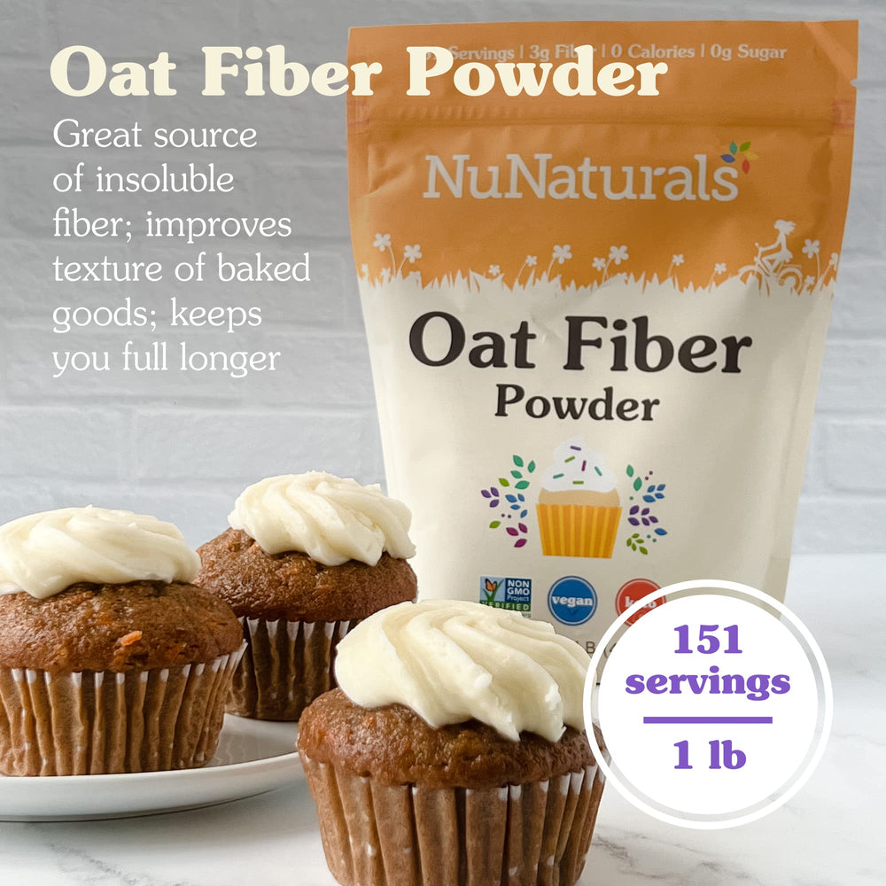 Nunaturals Oat Fiber Powder vegan, non-GMO formula supports clean eating.