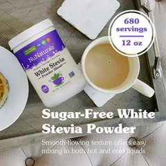NuNaturals packaging showcases all-natural stevia powder blend.