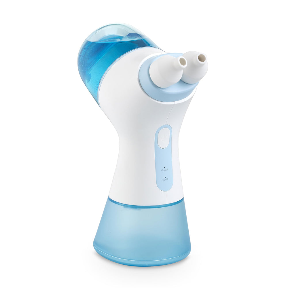 NUONNA nasal irrigation system on a bathroom counter showing easy daily use