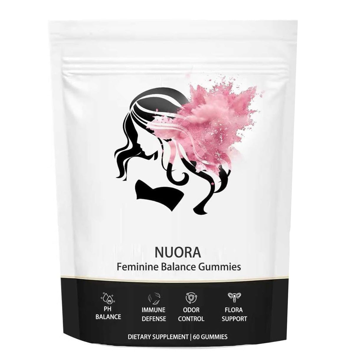 Nuora Feminine Balance Gummies packaging displayed for easy daily use.