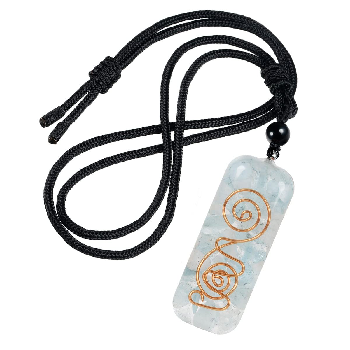 Nupuyai adjustable orgone pendant necklace with aquamarine stone showcases stylish energy-inspired design
