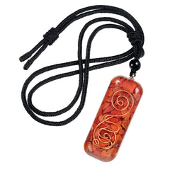 Nupuyai adjustable orgone pendant with black rope for everyday wear and energy balance.