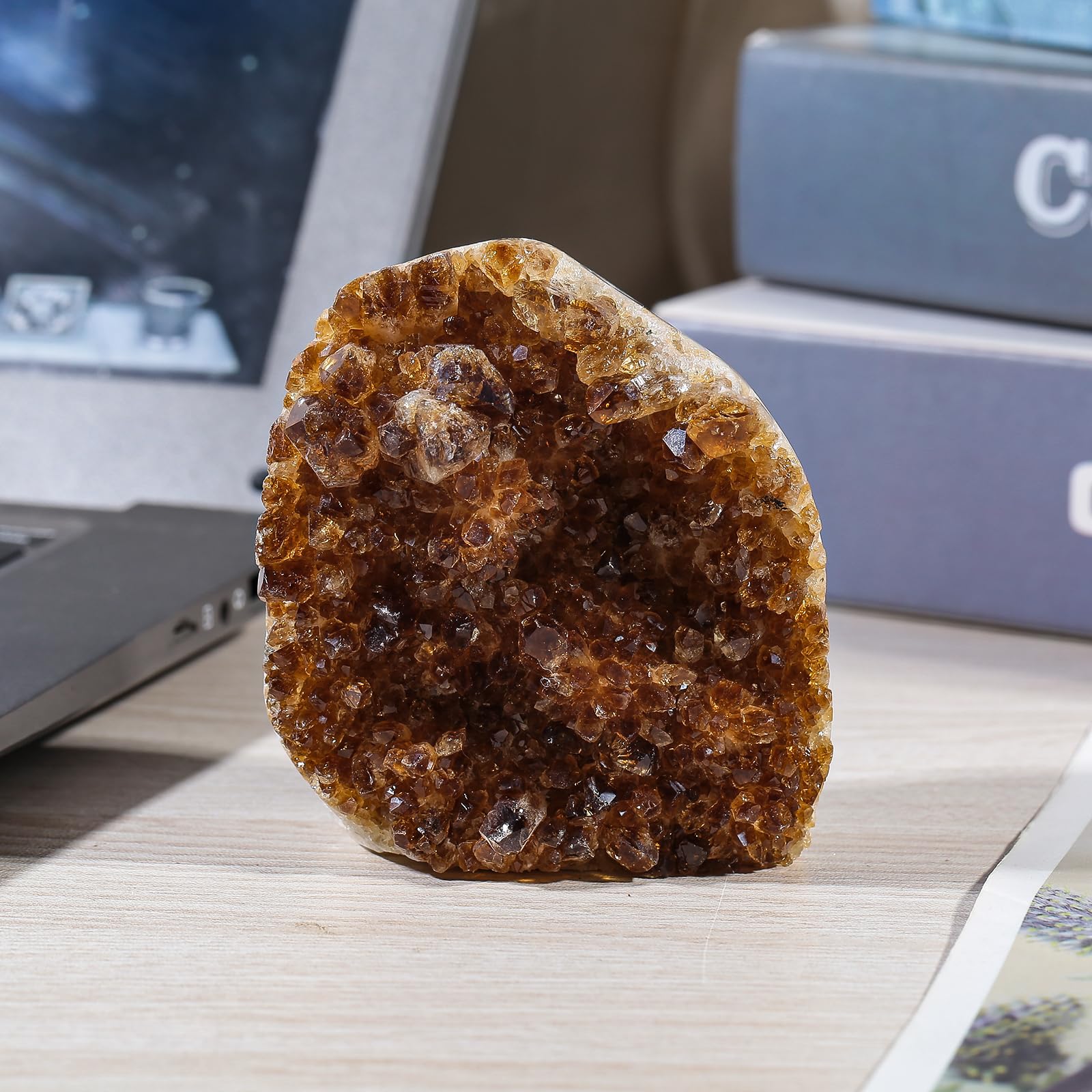 Nupuyai citrine geode cluster artful decor for living spaces.