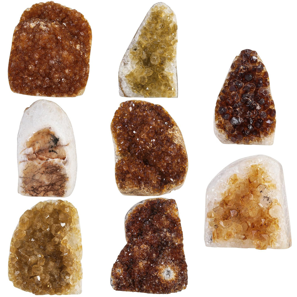 Nupuyai citrine geode cluster desk display highlights natural artistry in a workspace