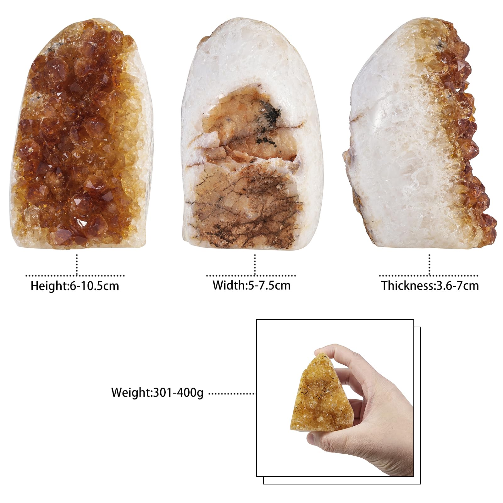 Nupuyai citrine geode cluster gold crystals glow to enrich workspace ambiance