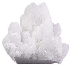 Nupuyai clear quartz cluster with rough teeth for natural decor and serenity.