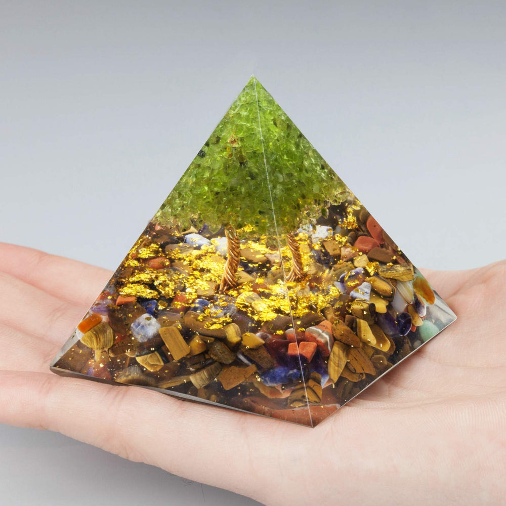 Nupuyai Orgone Pyramid with copper wire, promoting focus and spiritual reflection in living spaces.