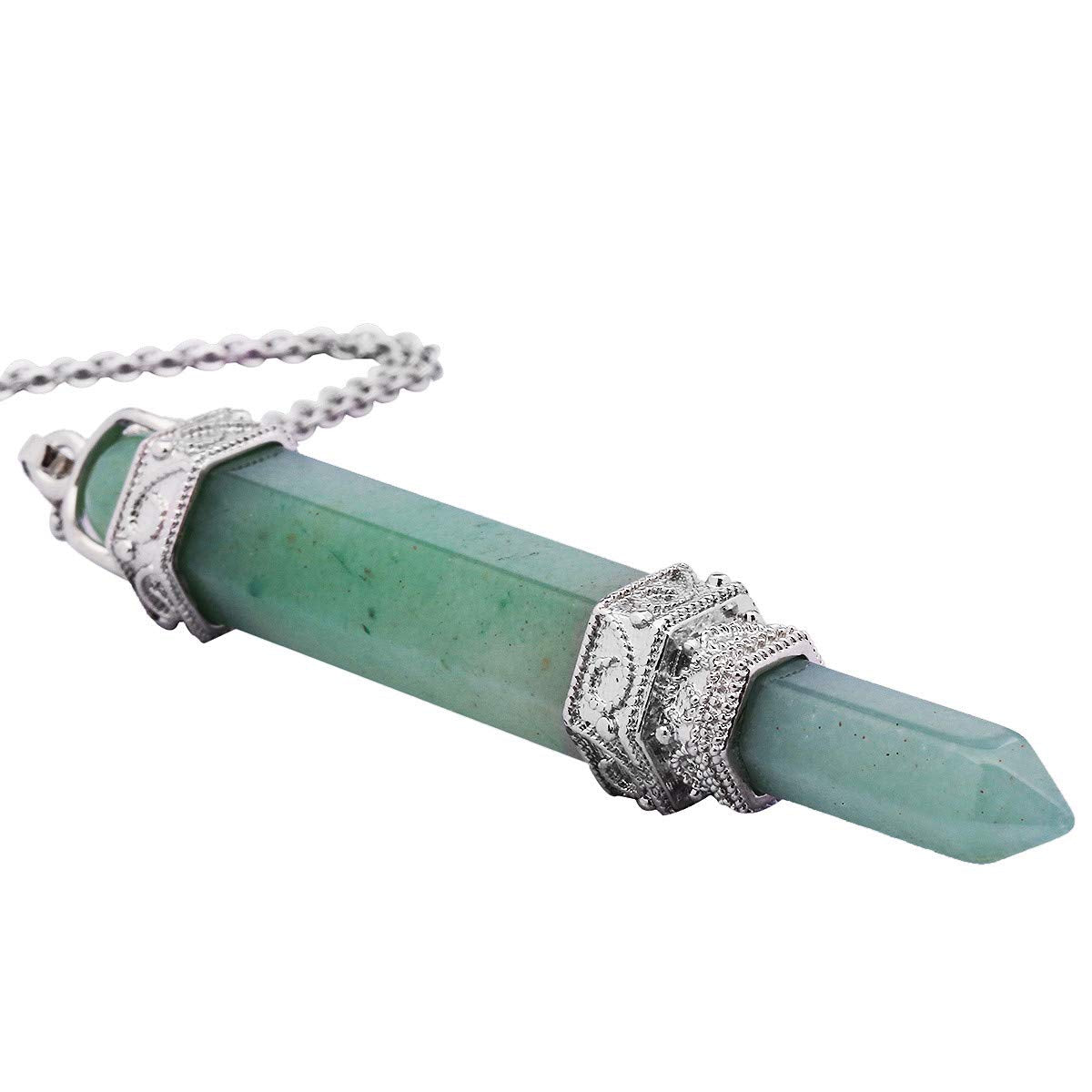 Nupuyai Crystal Point Pendant side view shows length and balanced silhouette for daily wear