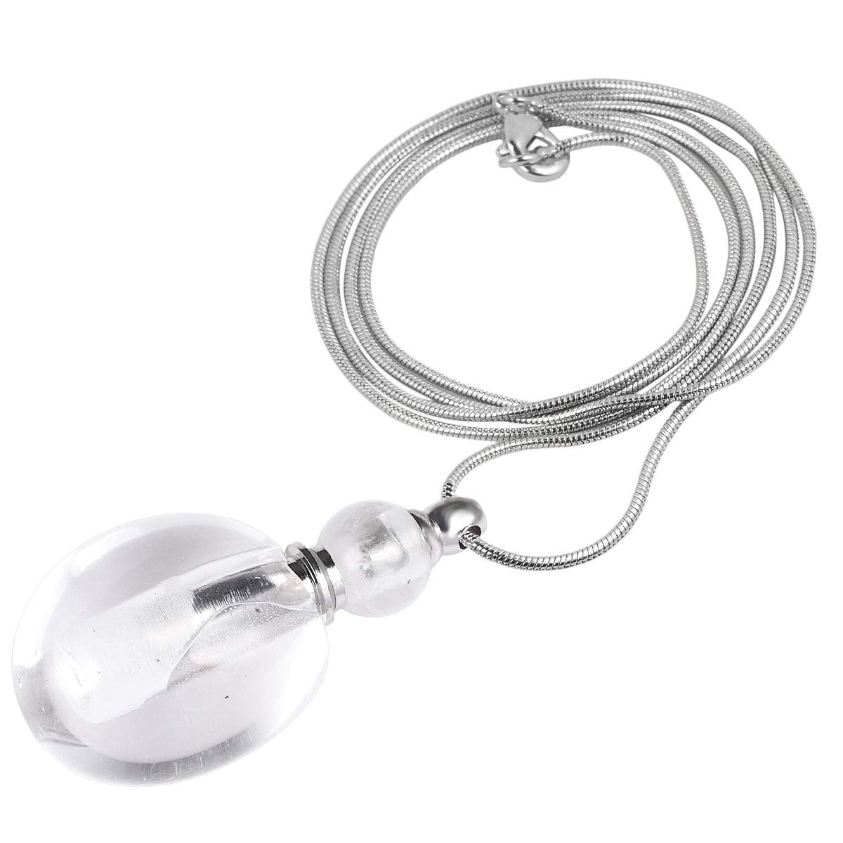Nupuyai diffuser necklace with rock quartz pendant for subtle aromatherapy.