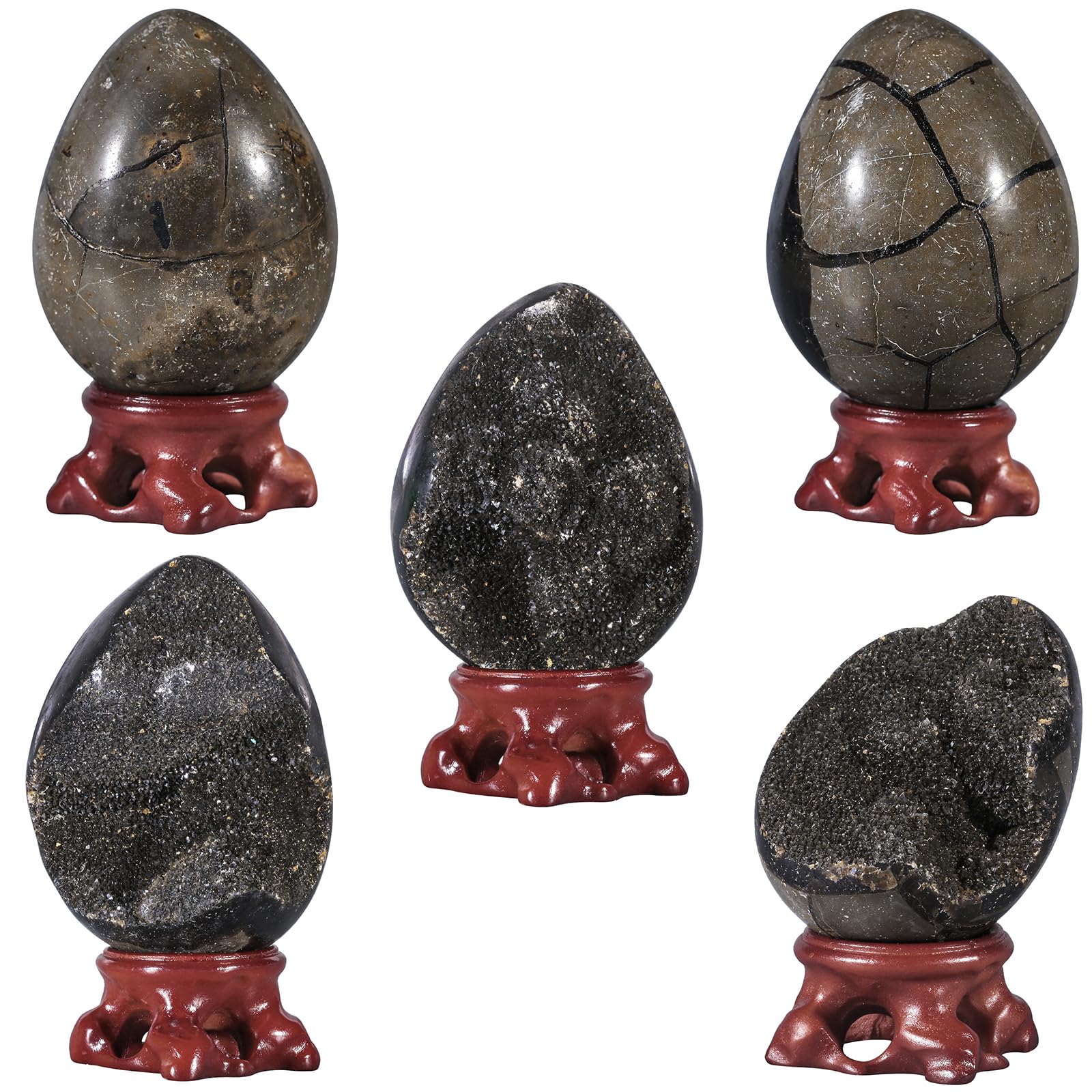 Nupuyai geode crystal egg interior detail enhances shelf decor and focus.