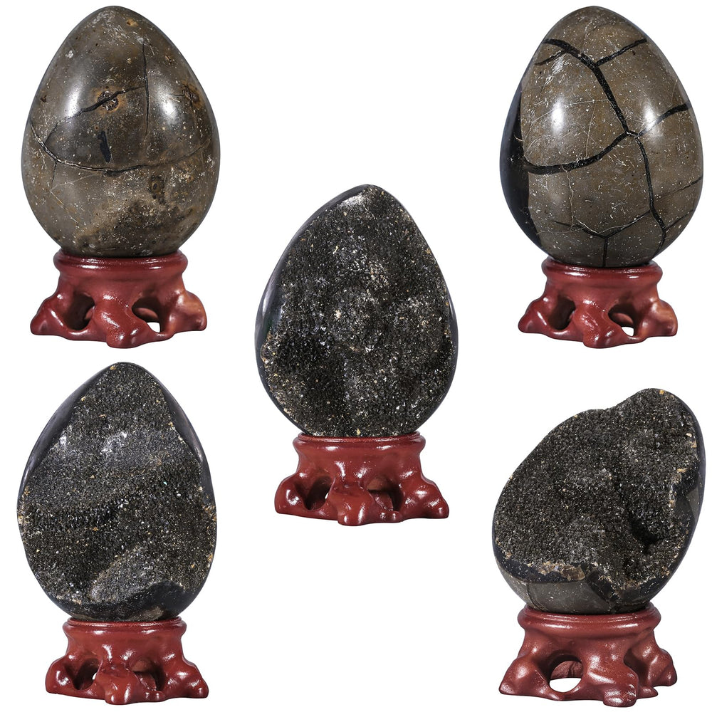 Nupuyai geode crystal egg interior detail enhances shelf decor and focus.