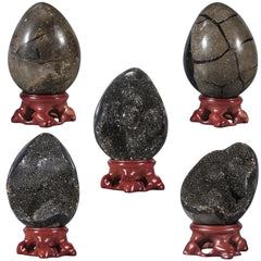 Nupuyai geode crystal egg interior detail enhances shelf decor and focus.