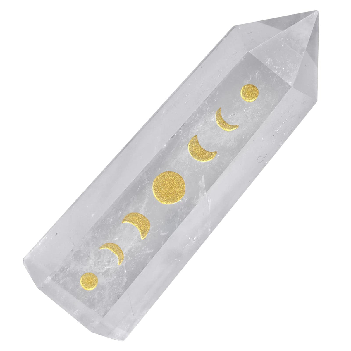 Nupuyai healing rock quartz point wand with moon phase engraving for mindful meditation