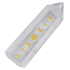 Nupuyai healing rock quartz point wand with moon phase engraving for mindful meditation