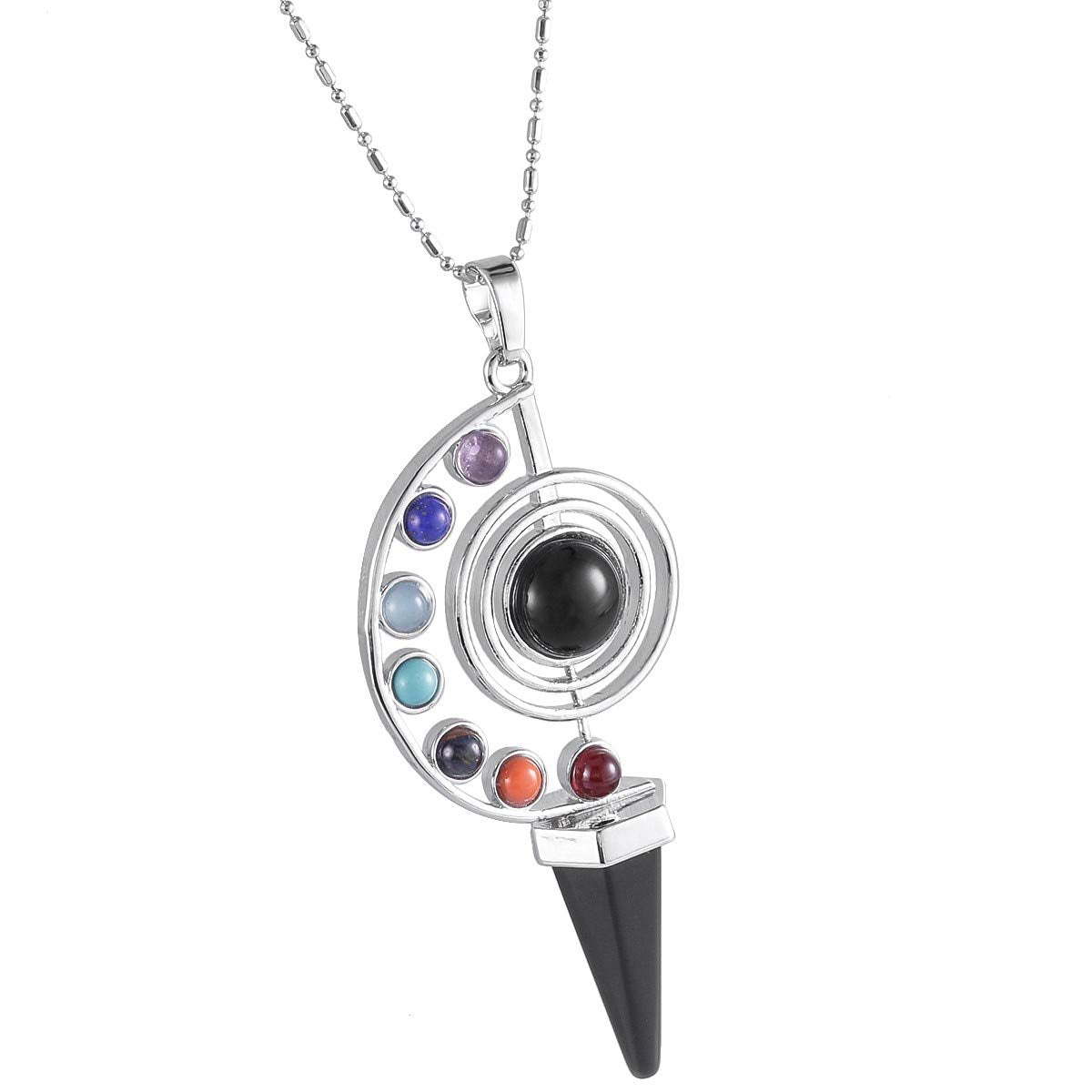 Close-up of hexagonal crystal point detail on Nupuyai pendant