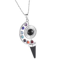 Close-up of hexagonal crystal point detail on Nupuyai pendant